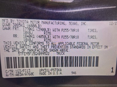 2016 Toyota Tundra SR5 4.6L V8