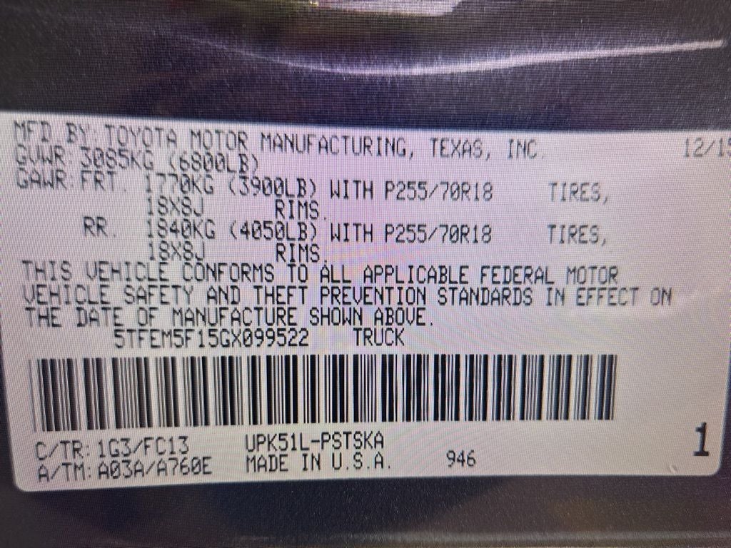 2016 Toyota Tundra SR5 4.6L V8